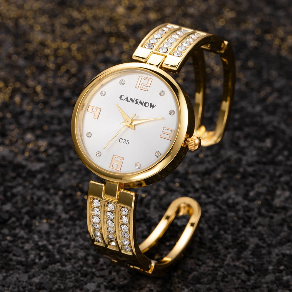 New Rhinestone Luxury Women Watches Female Fashion Gold Ladies Bracelet Watch Stainless Steel Bangle Wristwatch Dropship Reloj