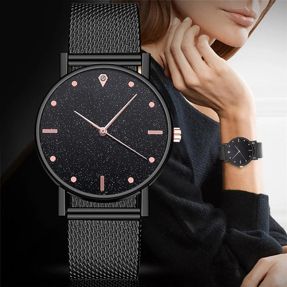 2024 New  Simple Silicone Band Women Watches Black Analog Quartz Wristwatch Fashion Luxury Ladies Golden Rose Gold Watch Clock